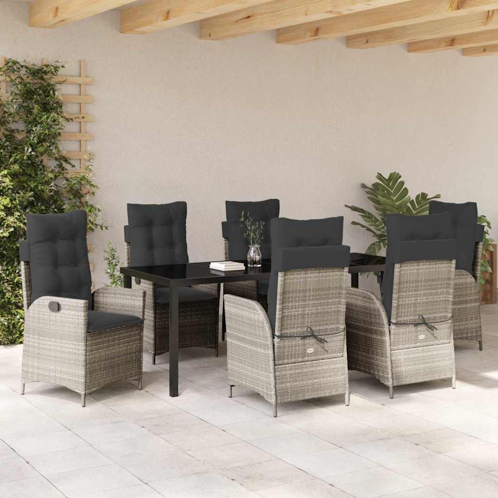 Have Spisebordssæt med pude 7 pcs Lysegrå polyrattan