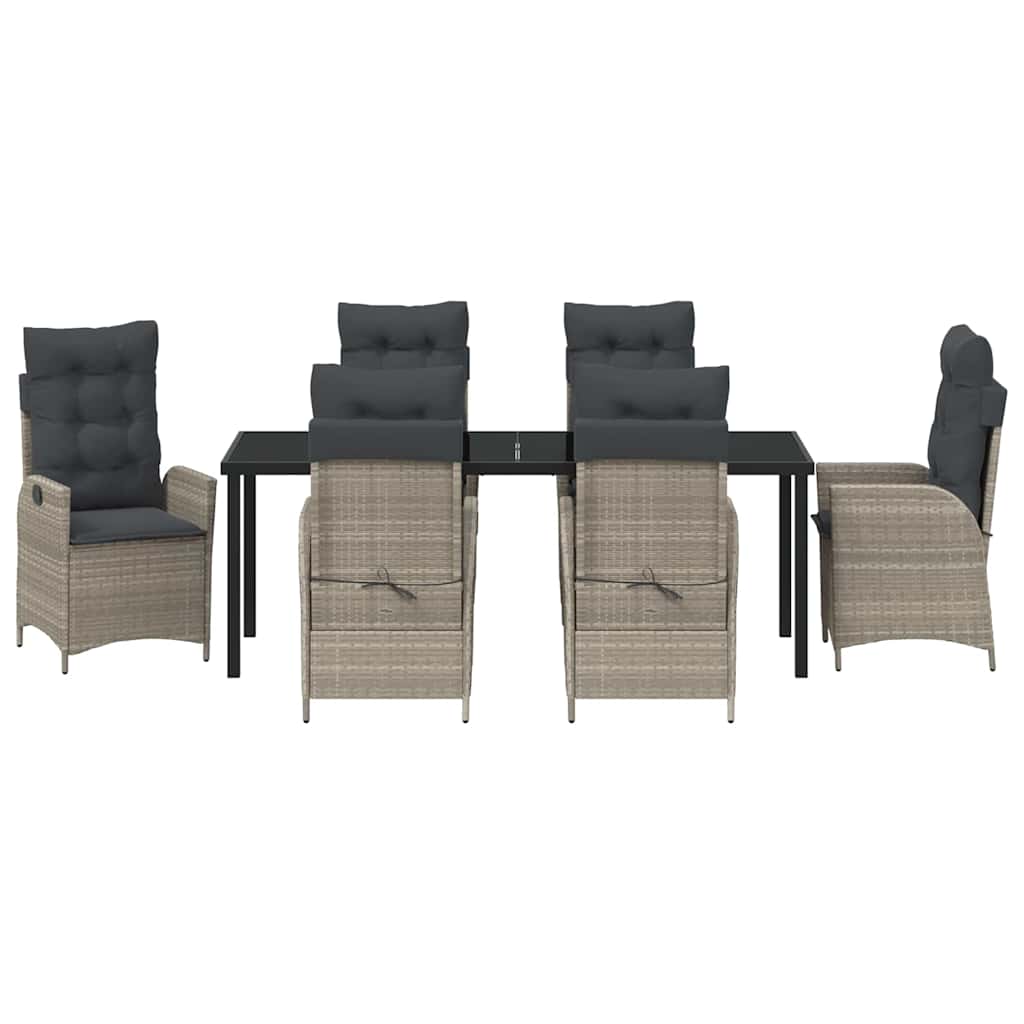 Have Spisebordssæt med pude 7 pcs Lysegrå polyrattan