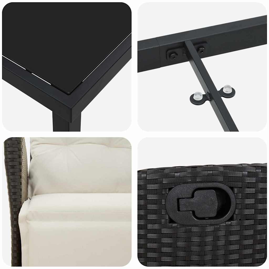 Have Spisebordssæt 5 stk. Sort polyrattan