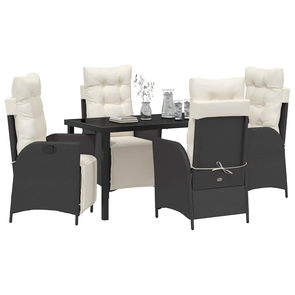 Have Spisebordssæt 5 stk. Sort polyrattan