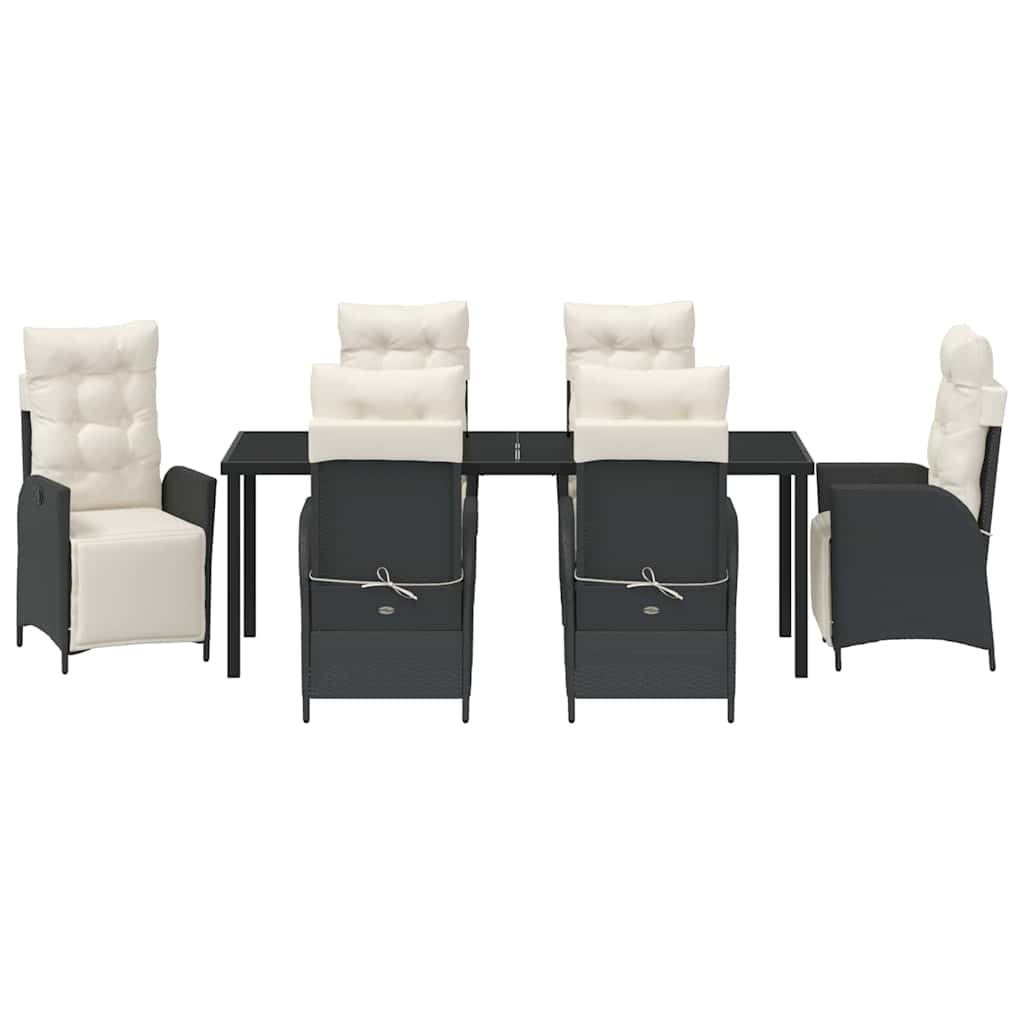 Have Spisebordssæt med pude 7 pcs Sort polyrattan