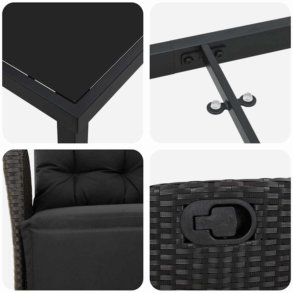 Have Spisebordssæt 5 stk. Sort polyrattan