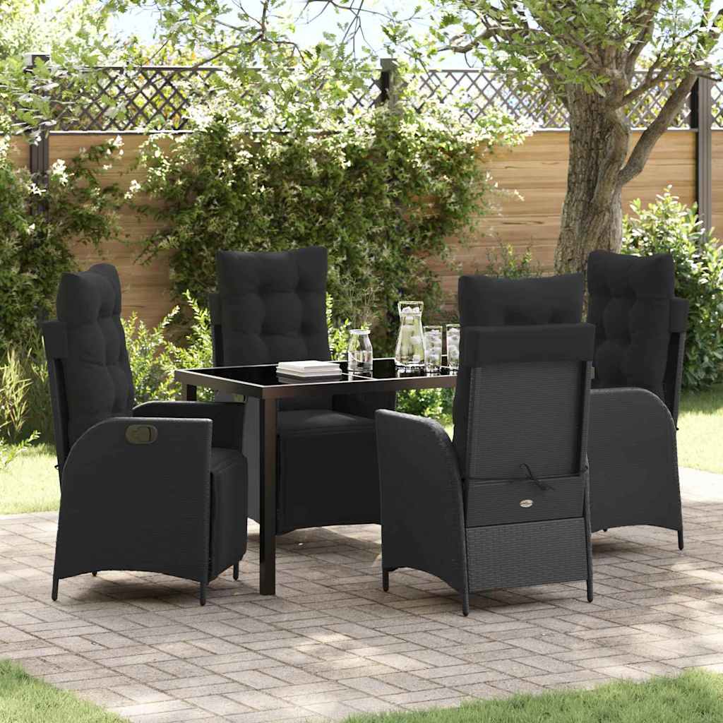 Have Spisebordssæt 5 stk. Sort polyrattan