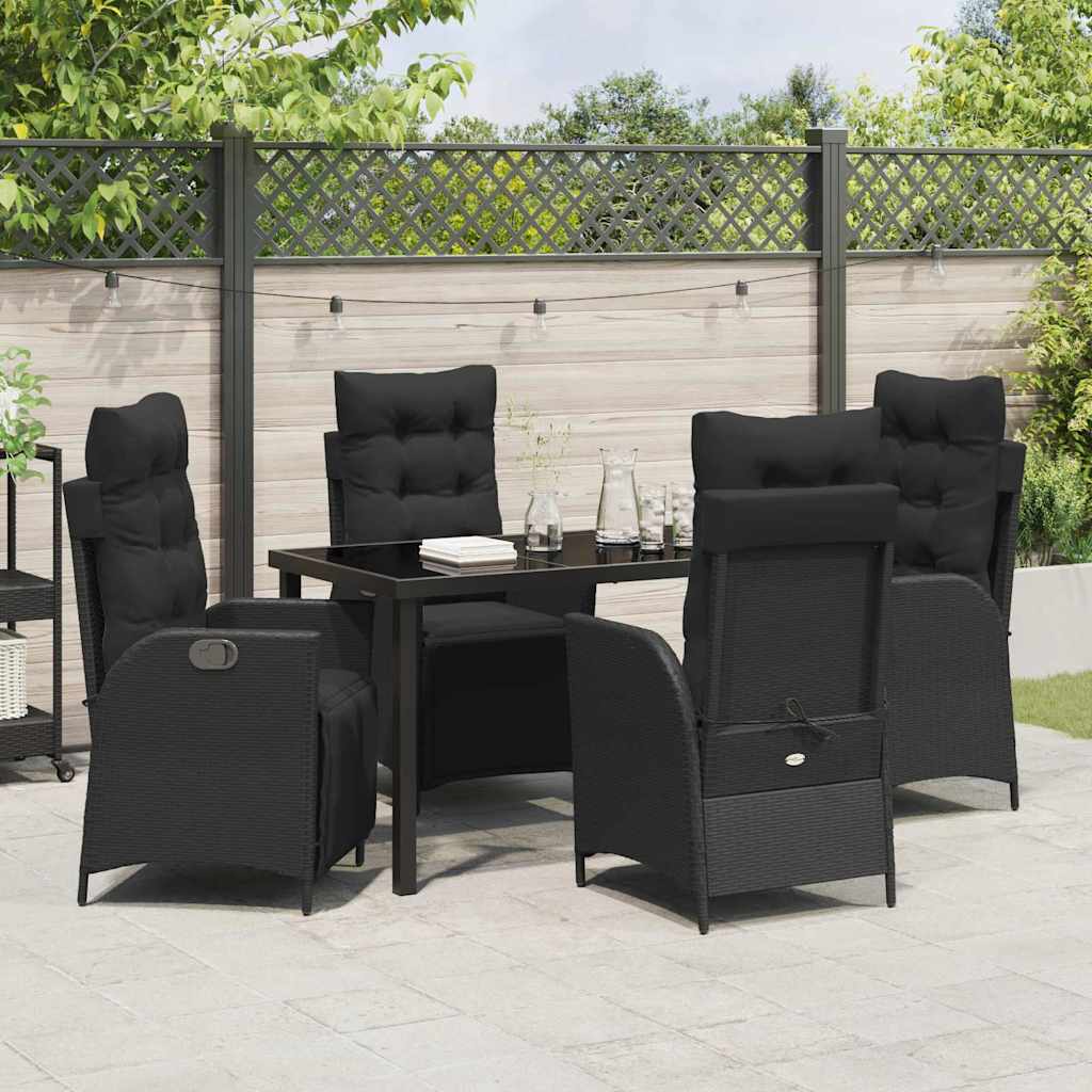 Have Spisebordssæt 5 stk. Sort polyrattan