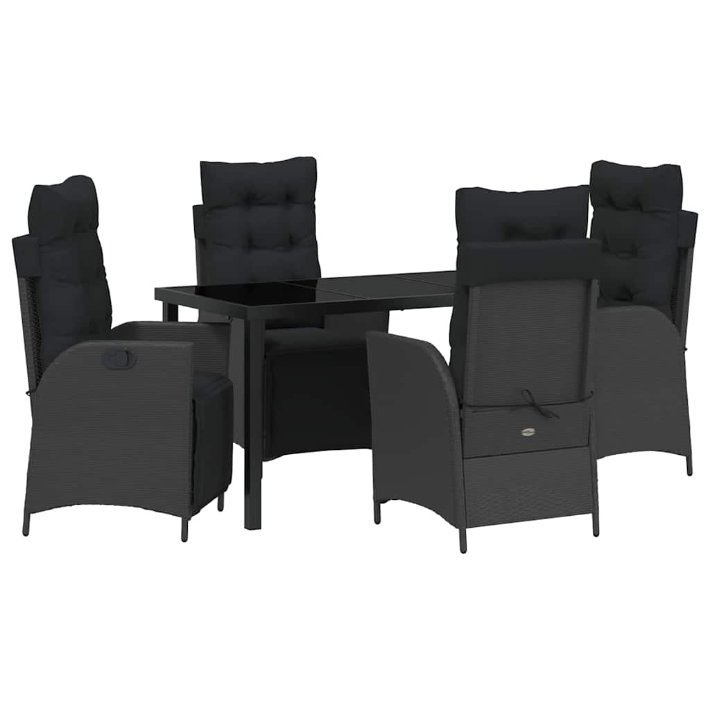 Have Spisebordssæt 5 stk. Sort polyrattan