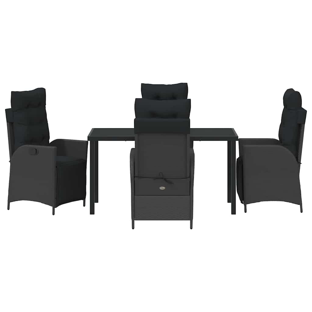 Have Spisebordssæt 5 stk. Sort polyrattan