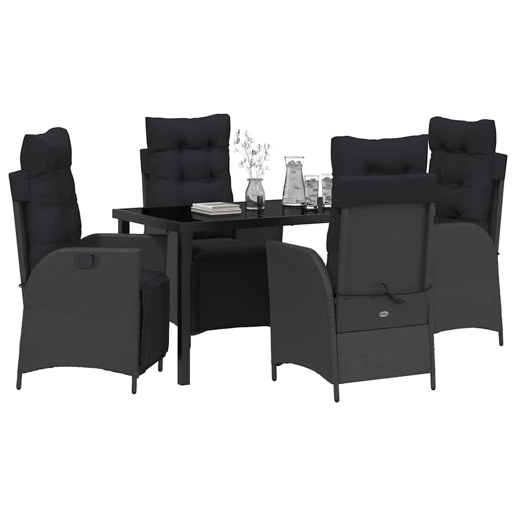 Have Spisebordssæt 5 stk. Sort polyrattan