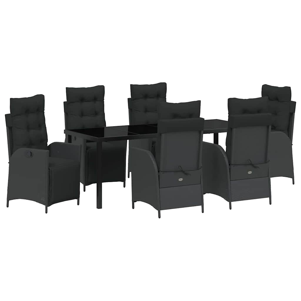 Have Spisebordssæt med pude 7 pcs Sort polyrattan