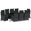 Have Spisebordssæt med pude 9 pcs Sort polyrattan