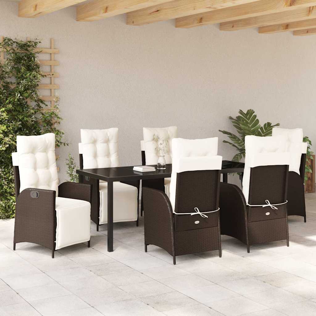 Have Spisebordssæt med pude 7 pcs Brun polyrattan