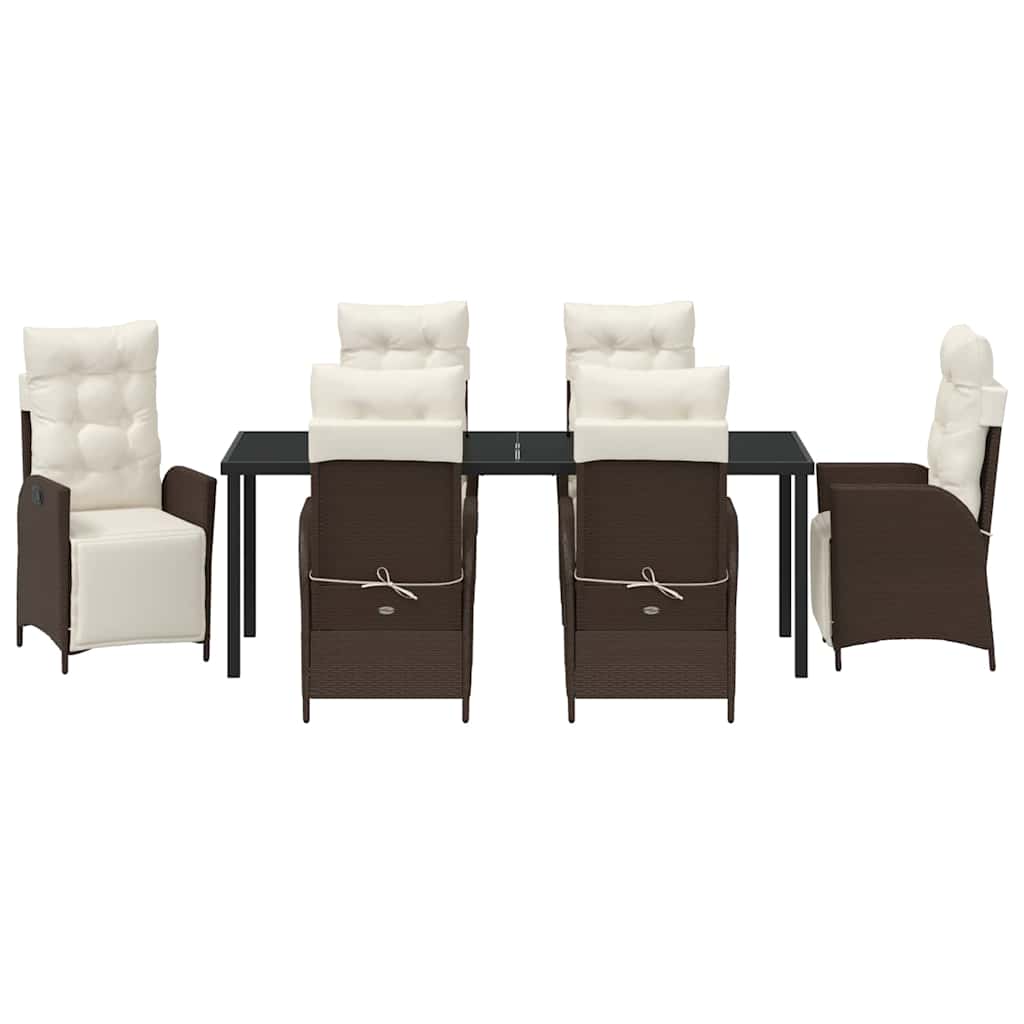 Have Spisebordssæt med pude 7 pcs Brun polyrattan