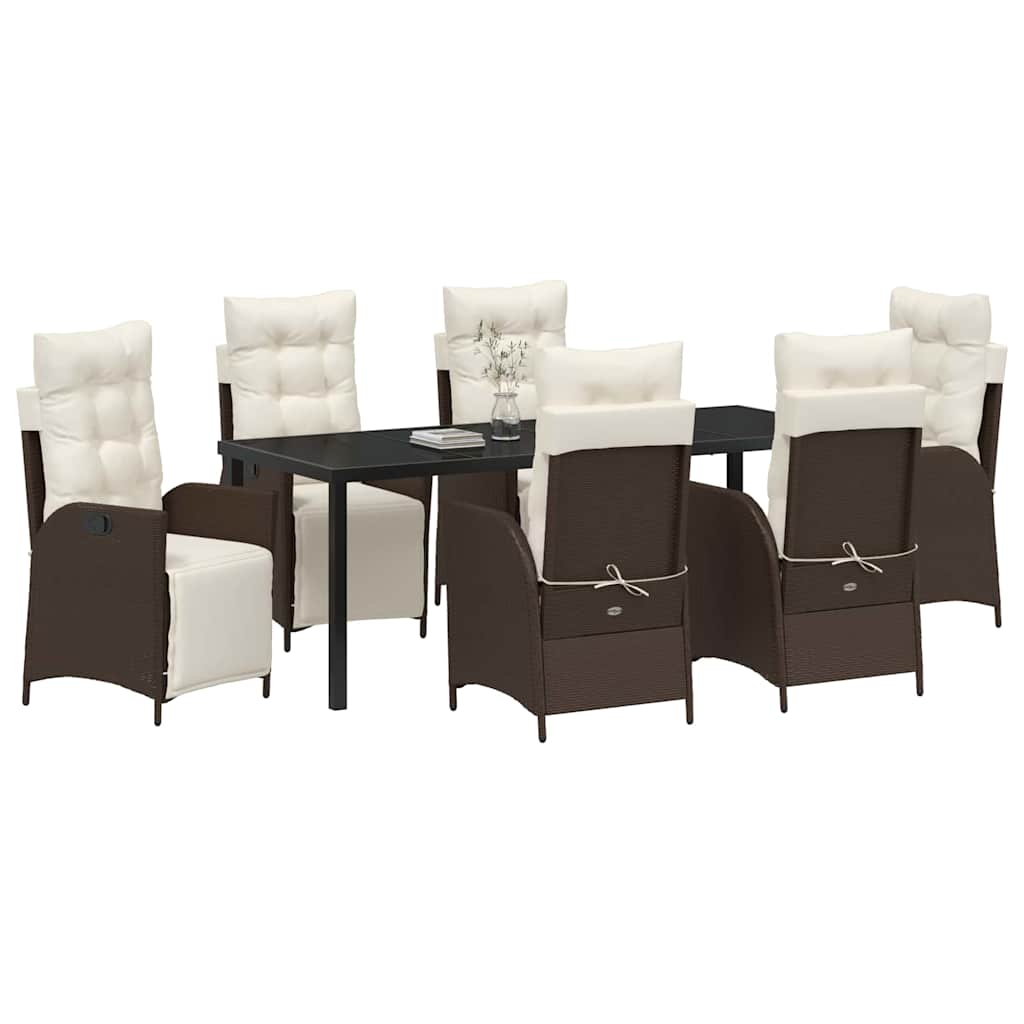 Have Spisebordssæt med pude 7 pcs Brun polyrattan