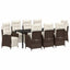 Have Spisebordssæt med pude 9 pcs Brun polyrattan