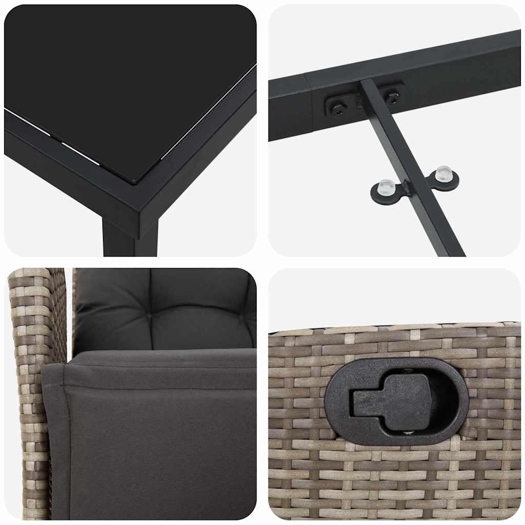 Have Spisebordssæt 5 stk. Grå polyrattan