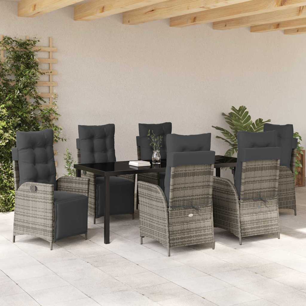Have Spisebordssæt med pude 7 pcs Grå polyrattan