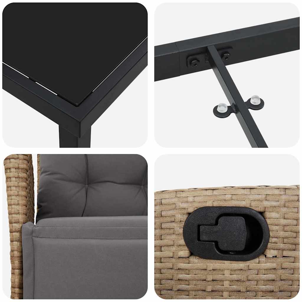 Have Spisebordssæt 5 stk. Beige polyrattan
