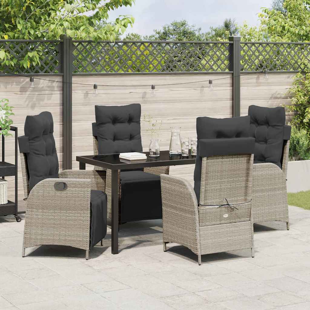Have Spisebordssæt 5 stk. Lysegrå polyrattan