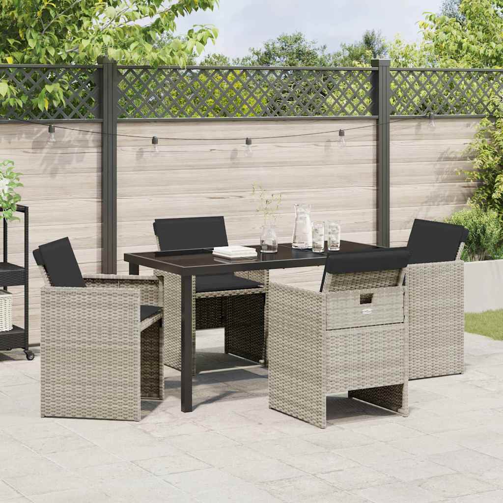 Have Spisebordssæt 5 stk. Lysegrå polyrattan