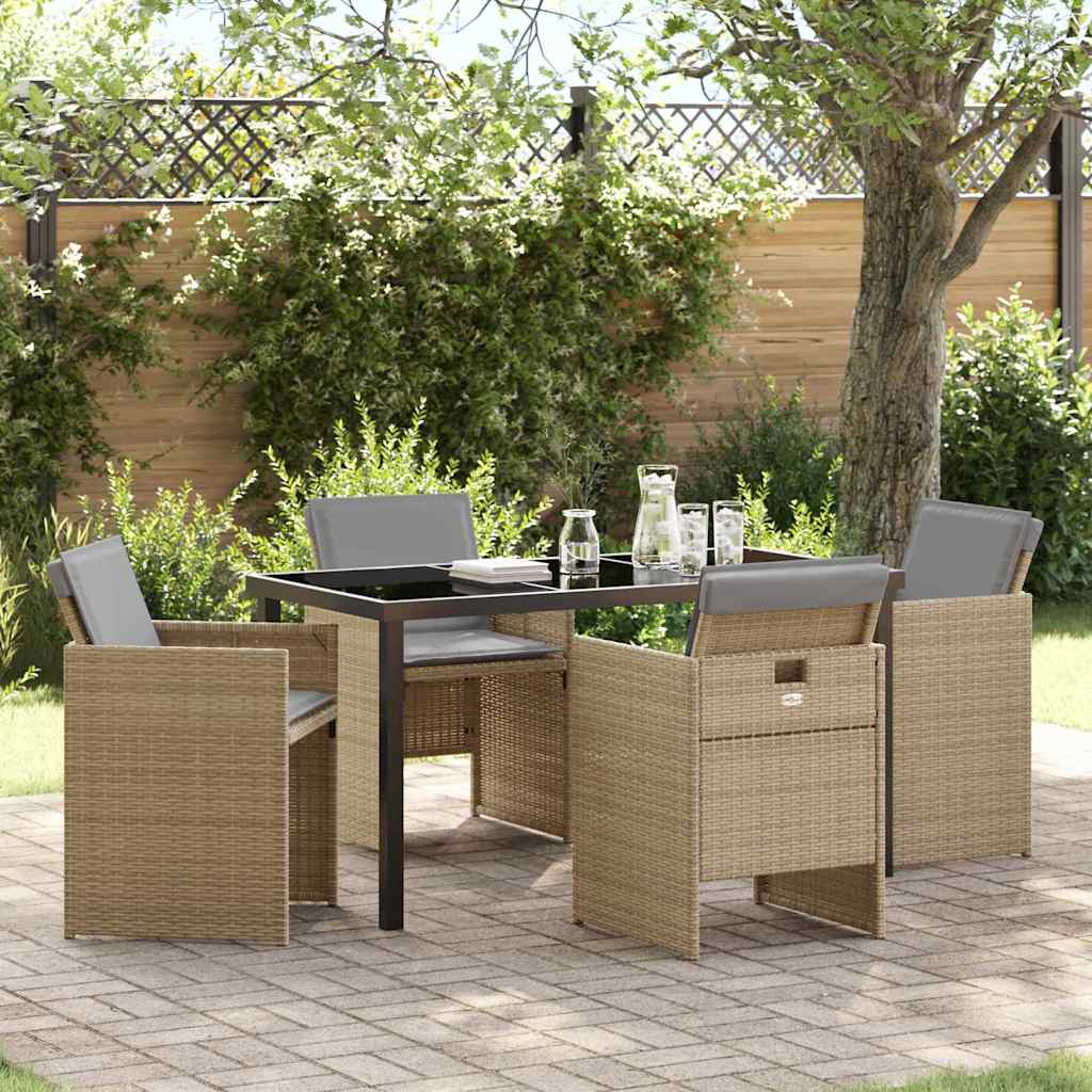 Have Spisebordssæt 5 stk. Beige polyrattan