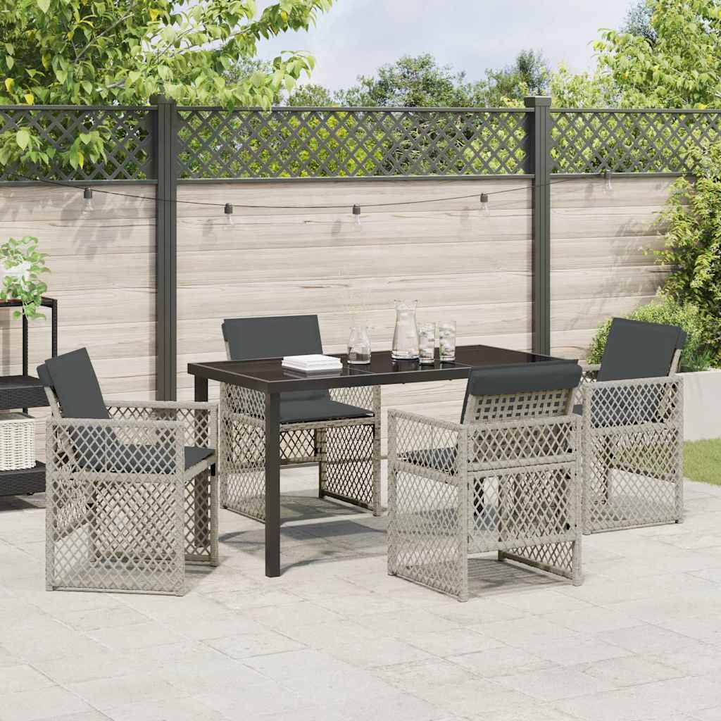 Have Spisebordssæt 5 stk. Lysegrå polyrattan