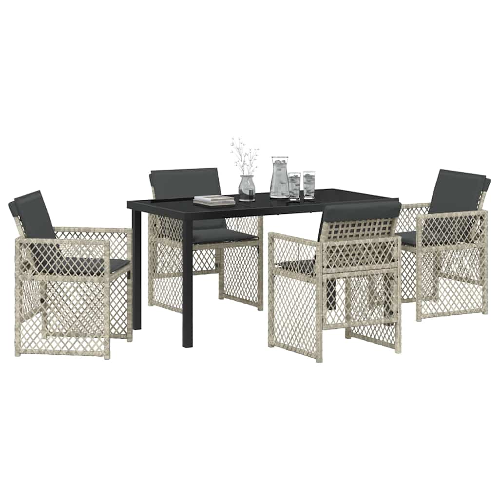 Have Spisebordssæt 5 stk. Lysegrå polyrattan
