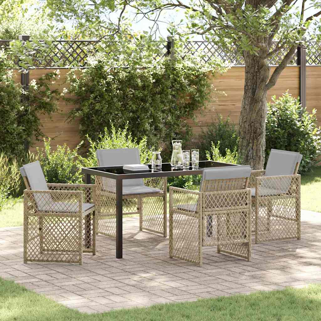Have Spisebordssæt 5 stk. Beige polyrattan