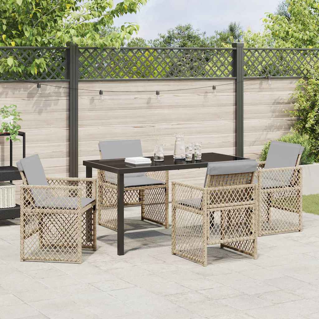 Have Spisebordssæt 5 stk. Beige polyrattan
