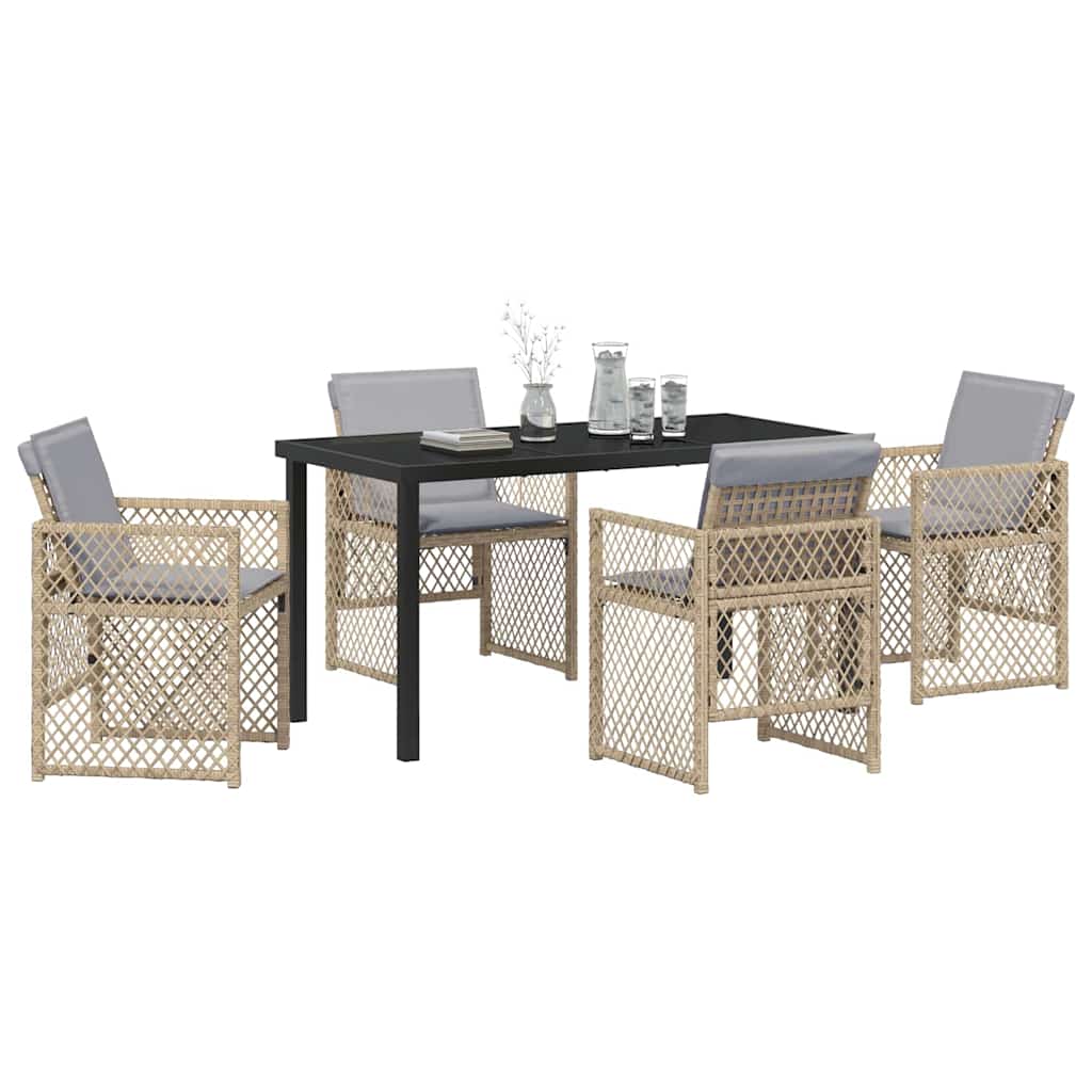 Have Spisebordssæt 5 stk. Beige polyrattan