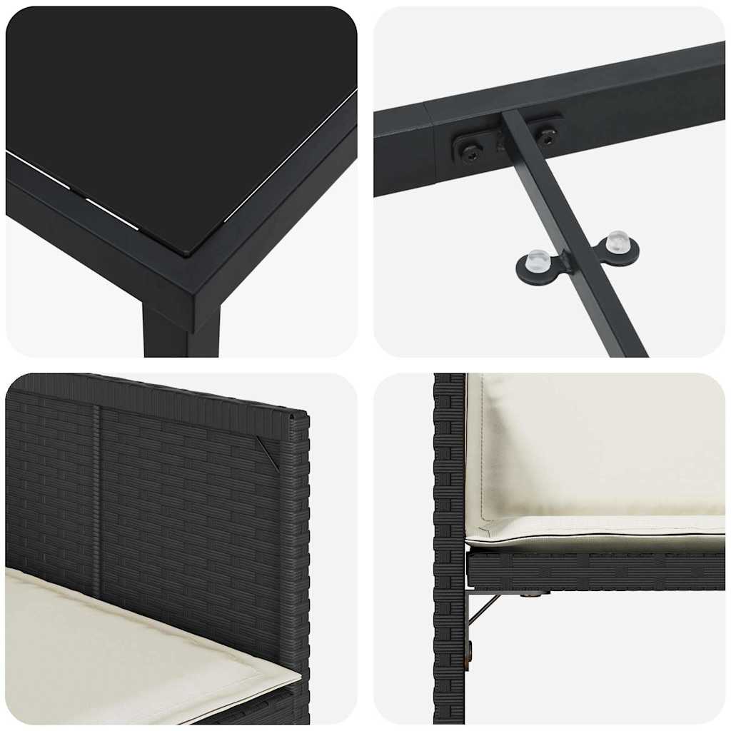 Have Spisebordssæt 5 stk. Sort polyrattan
