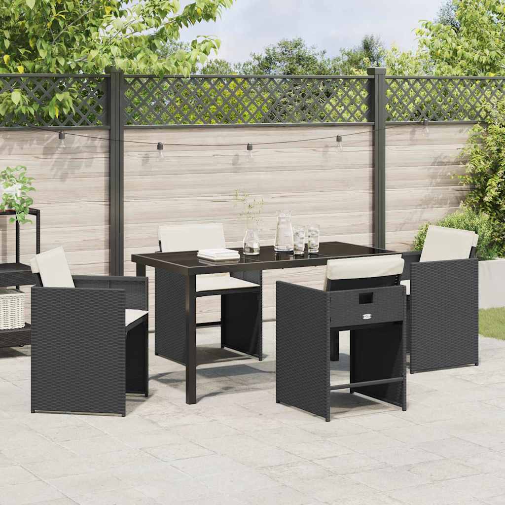 Have Spisebordssæt 5 stk. Sort polyrattan