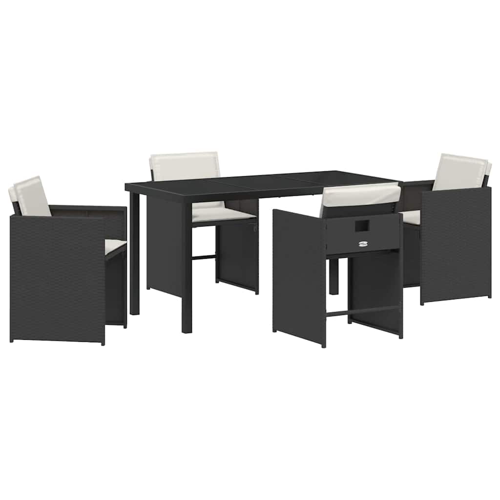 Have Spisebordssæt 5 stk. Sort polyrattan
