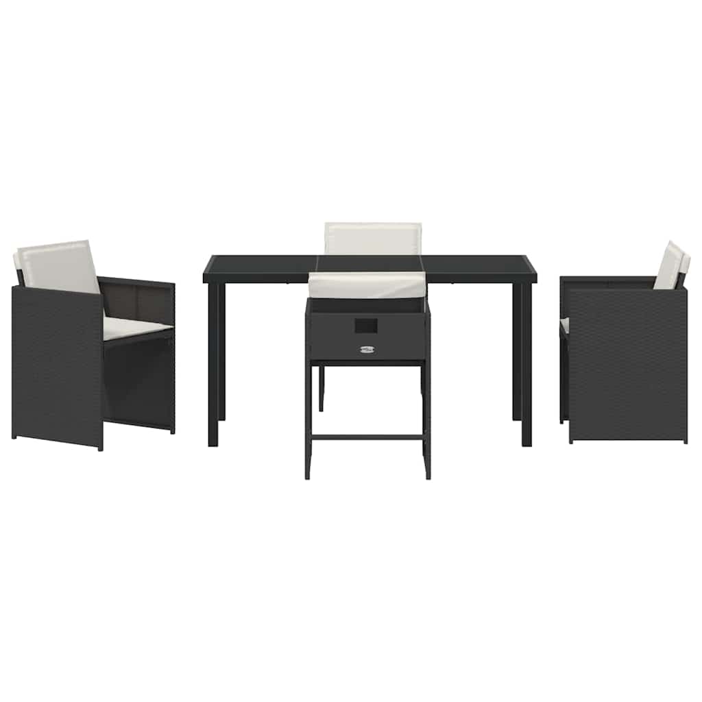 Have Spisebordssæt 5 stk. Sort polyrattan