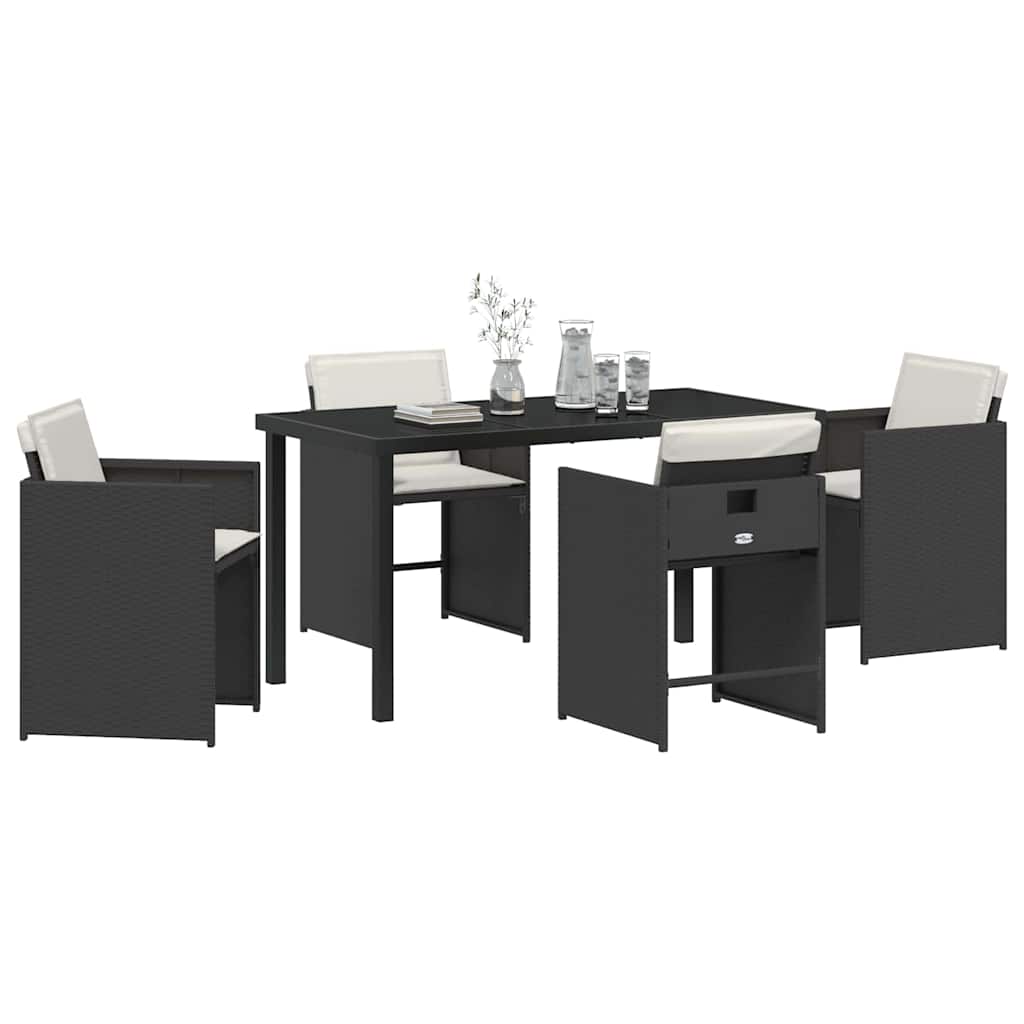 Have Spisebordssæt 5 stk. Sort polyrattan