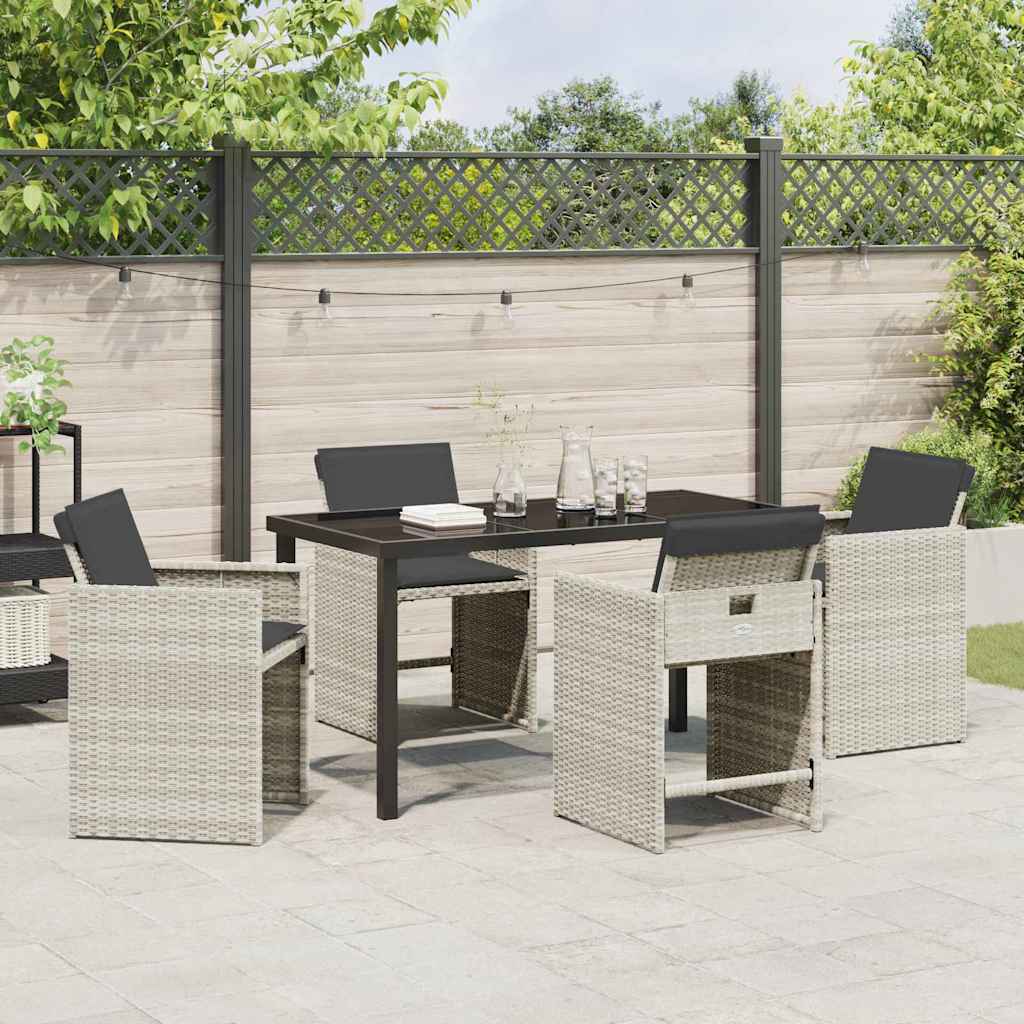 Have Spisebordssæt 5 stk. Lysegrå polyrattan