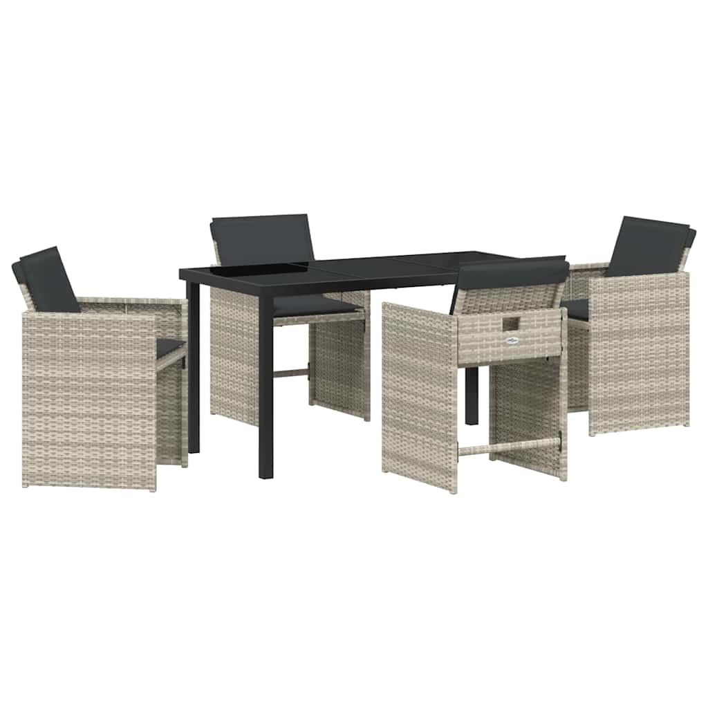 Have Spisebordssæt 5 stk. Lysegrå polyrattan