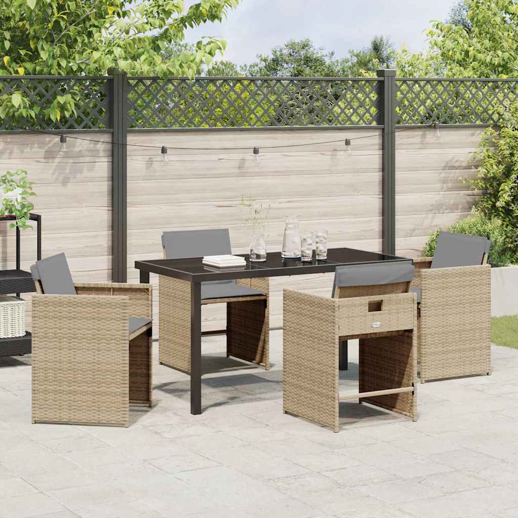 Have Spisebordssæt 5 stk. Beige polyrattan
