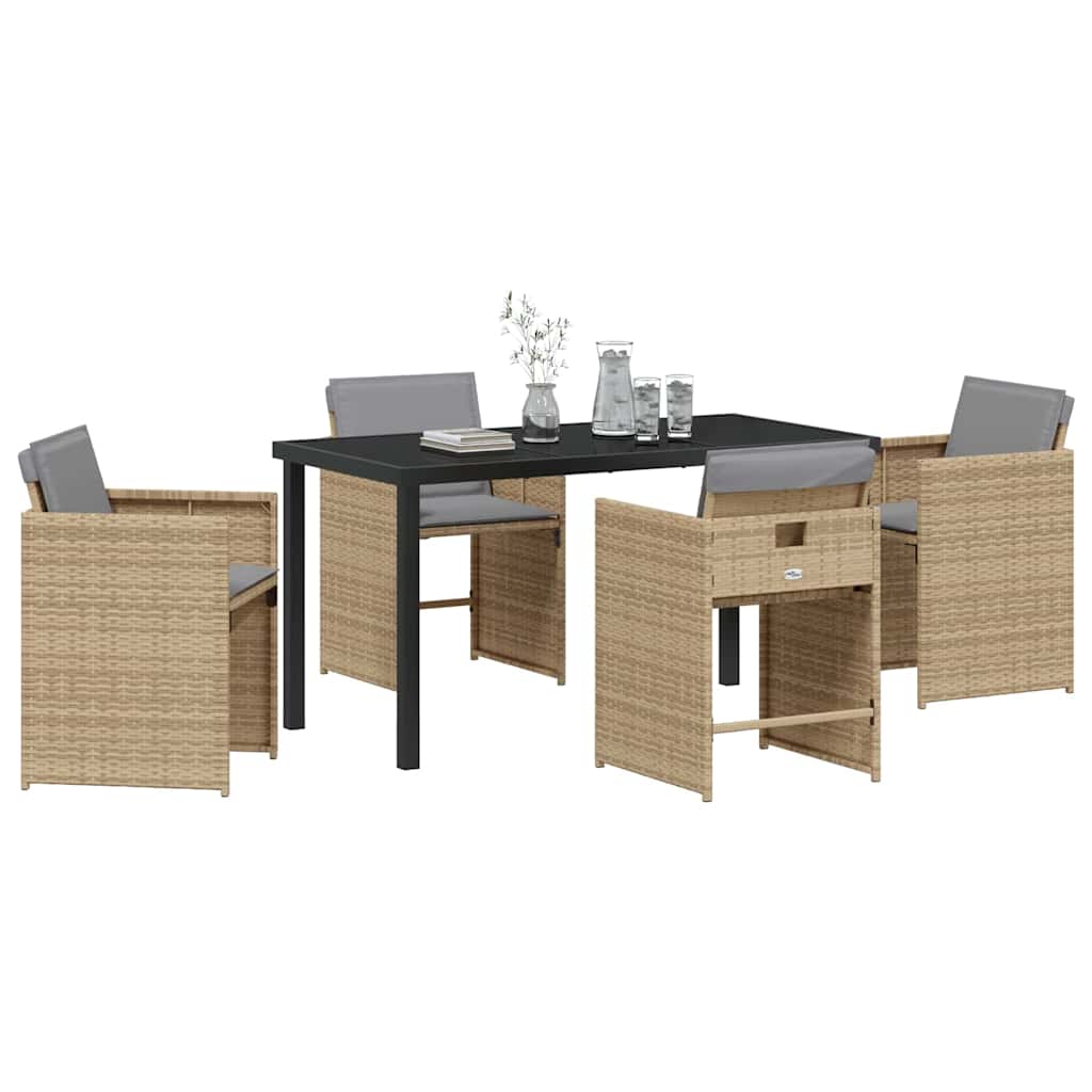Have Spisebordssæt 5 stk. Beige polyrattan