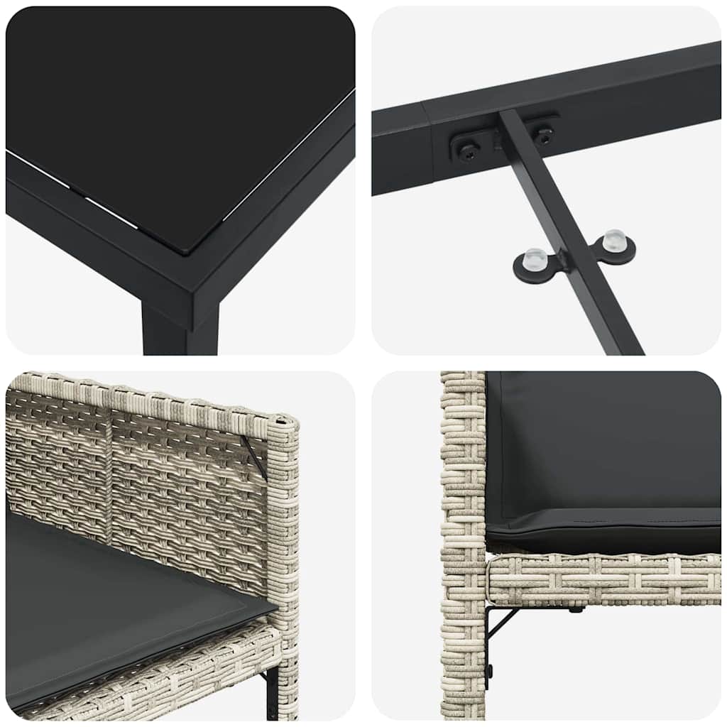 Have Spisebordssæt 5 stk. Lysegrå polyrattan