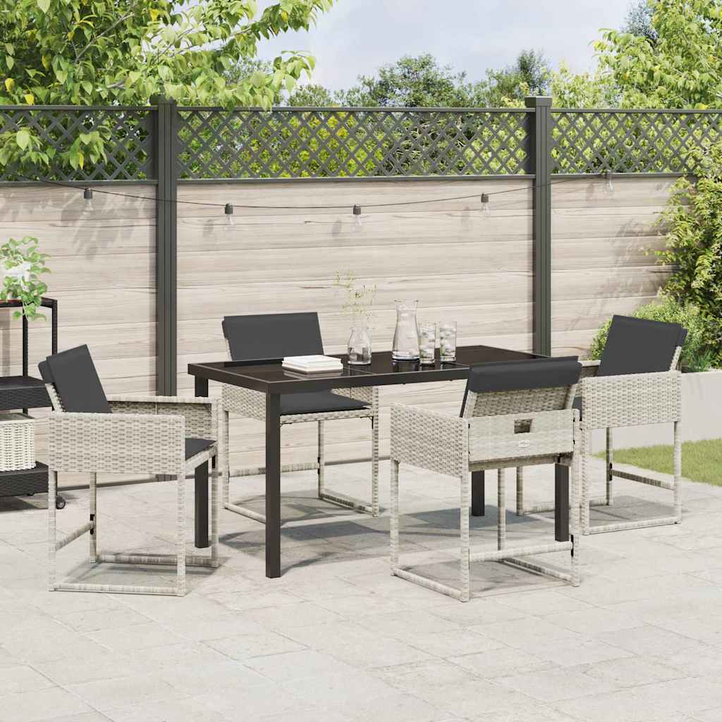 Have Spisebordssæt 5 stk. Lysegrå polyrattan