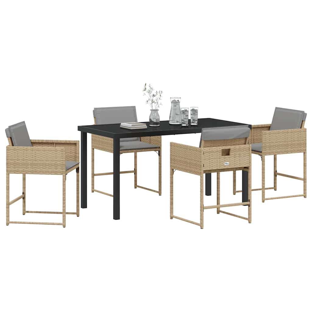 Have Spisebordssæt 5 stk. Beige polyrattan