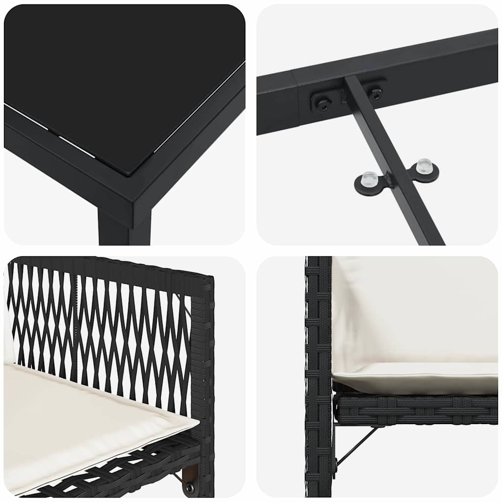 Have Spisebordssæt 5 stk. Sort polyrattan