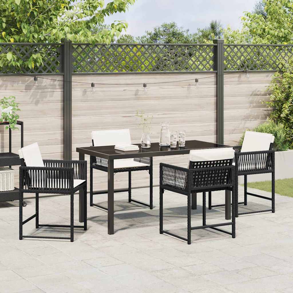 Have Spisebordssæt 5 stk. Sort polyrattan