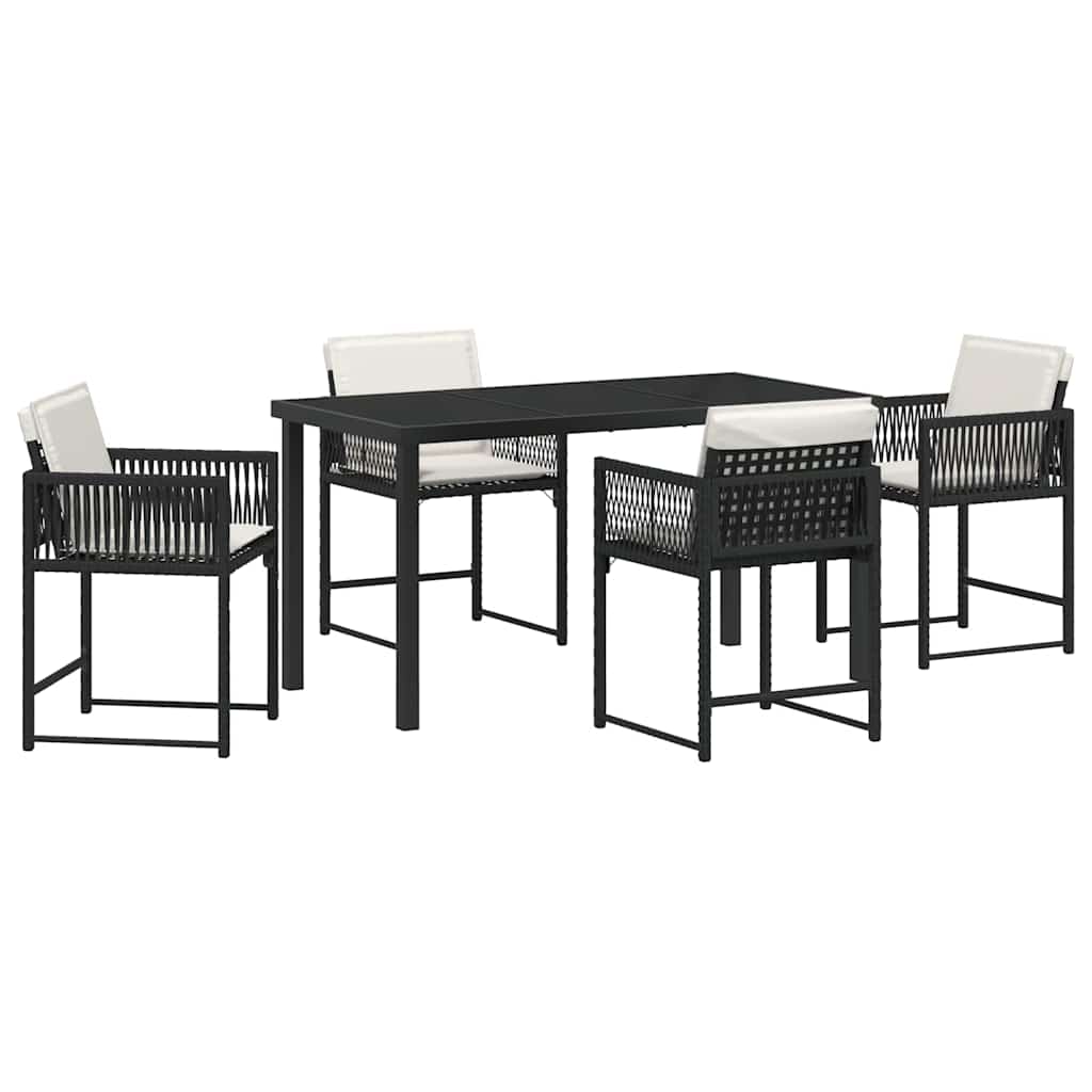 Have Spisebordssæt 5 stk. Sort polyrattan