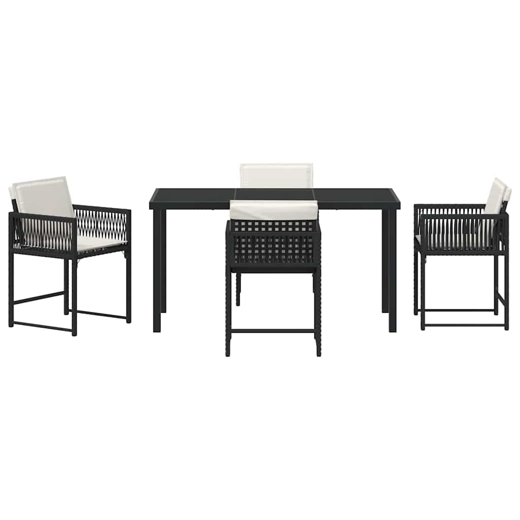 Have Spisebordssæt 5 stk. Sort polyrattan