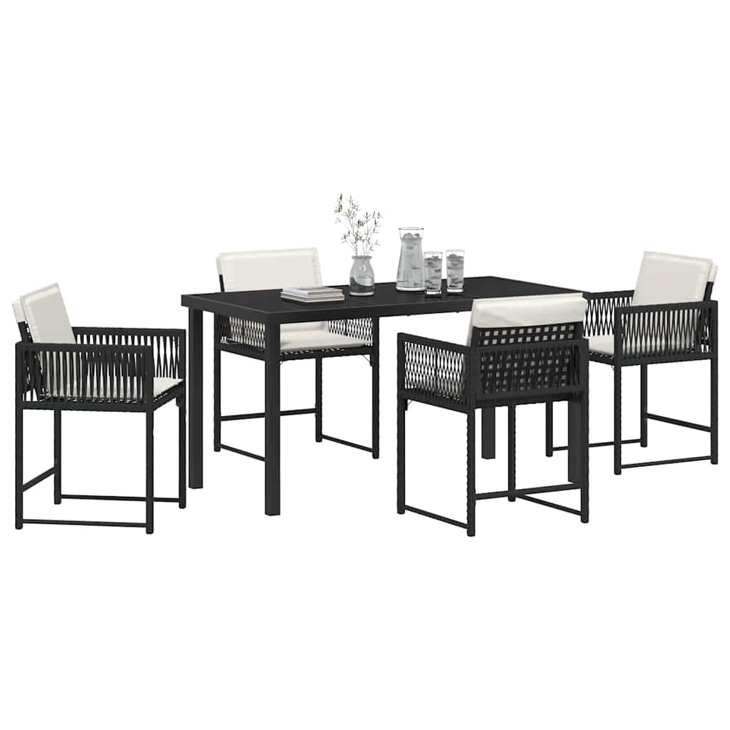 Have Spisebordssæt 5 stk. Sort polyrattan