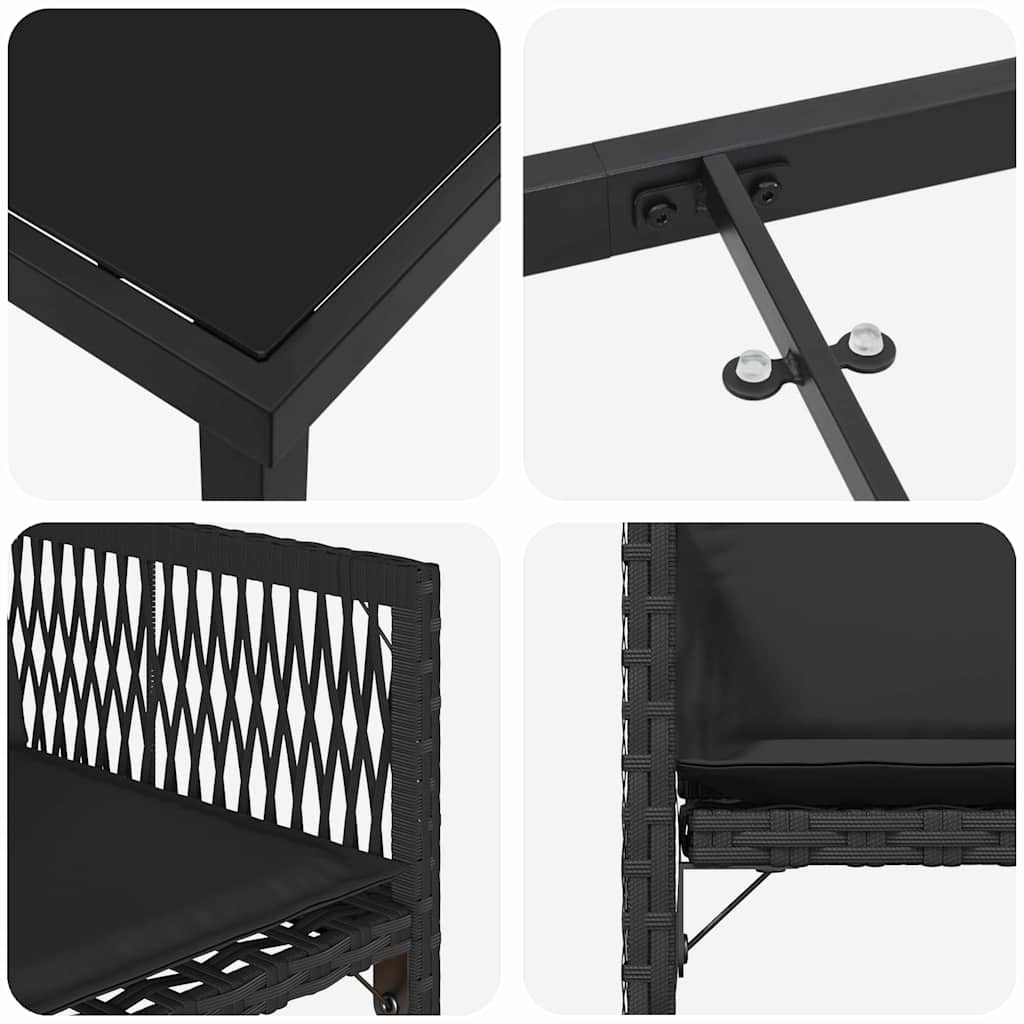 Have Spisebordssæt 5 stk. Sort polyrattan