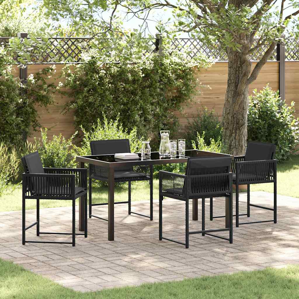 Have Spisebordssæt 5 stk. Sort polyrattan