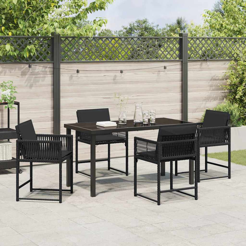 Have Spisebordssæt 5 stk. Sort polyrattan