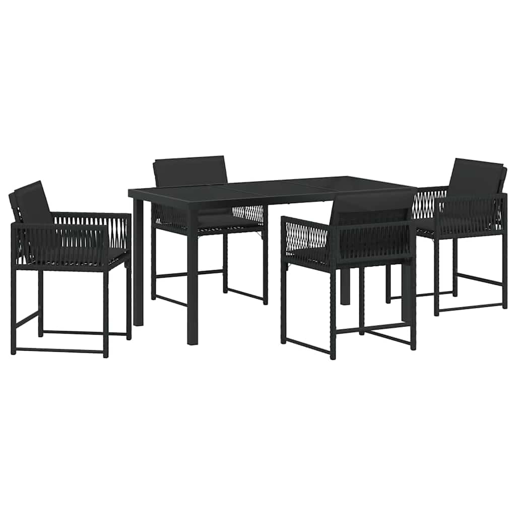 Have Spisebordssæt 5 stk. Sort polyrattan