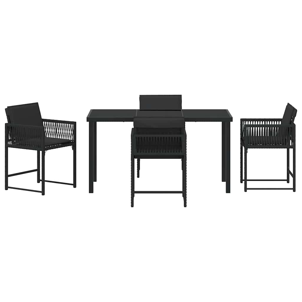 Have Spisebordssæt 5 stk. Sort polyrattan